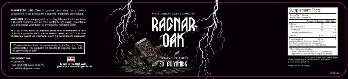 RAGNAROAK supplement facts, suggested use, warning and ingredient label
